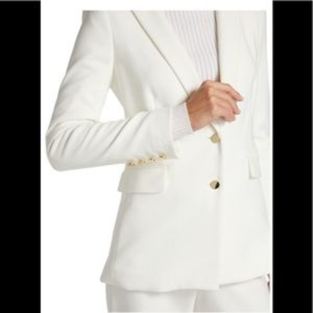 Alice + Olivia Womens Radley Blazer Suit Jacker Sz 10 Off White Gold Buttons